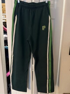 🇺🇸🎉PINK Victoria’s Secret Green Track Pants with Side Stripes